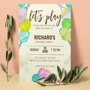 Invitación Tema acuarela Fiesta de cumpleaños con luz de futb