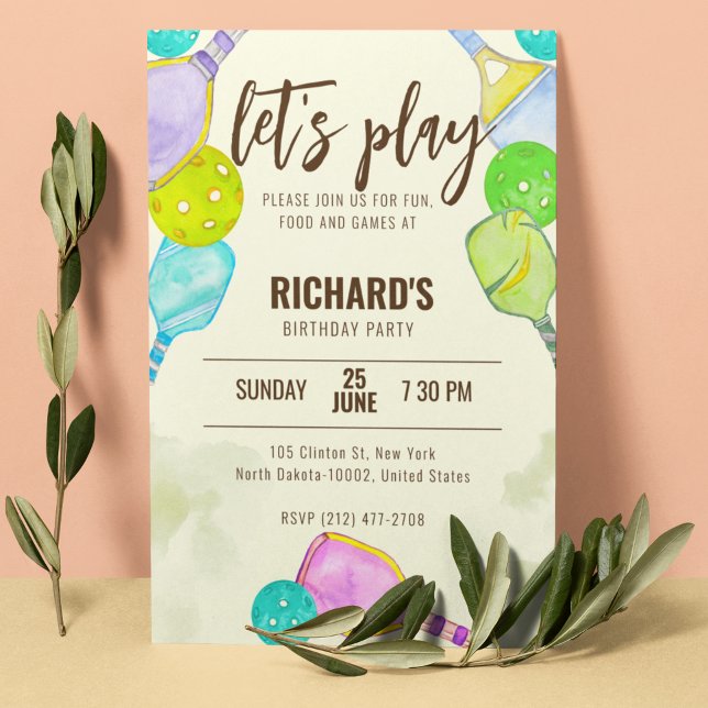 Invitación Tema acuarela Fiesta de cumpleaños con luz de futb (Subido por el creador)