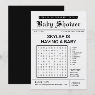 Invitación Tema adicional del periódico Baby Shower