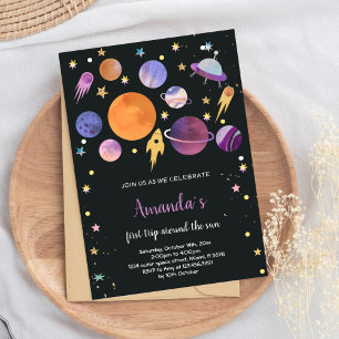 Invitación Tema audaz de galaxia para niños