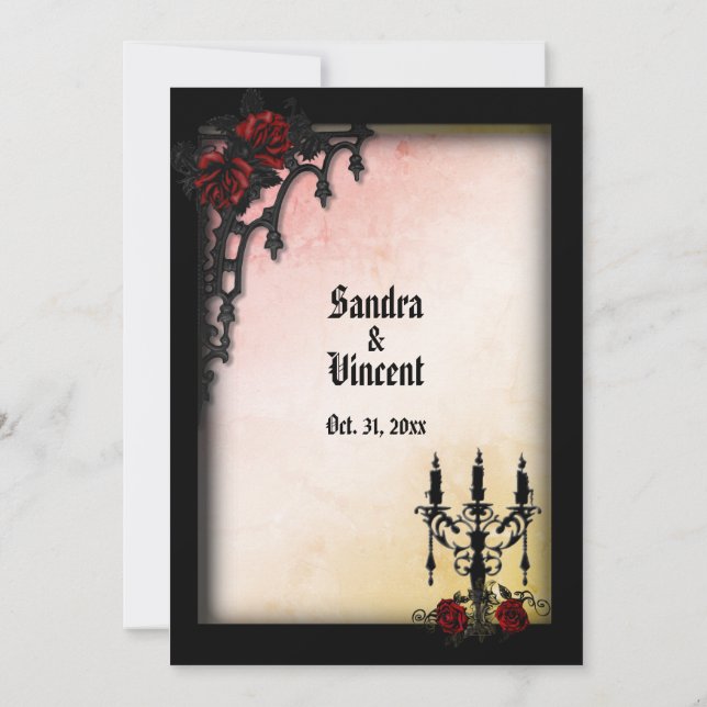 Invitación Tema Boda de acento gótico del barrio francés (Reverso)