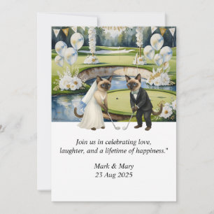 Invitación Tema Boda de golf para los amantes del gato