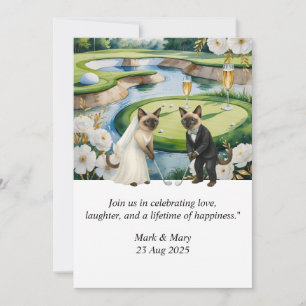 Invitación Tema Boda de golf para los amantes del gato