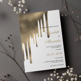 Invitación Tema boda del gradiente dorado blanco de lujo
