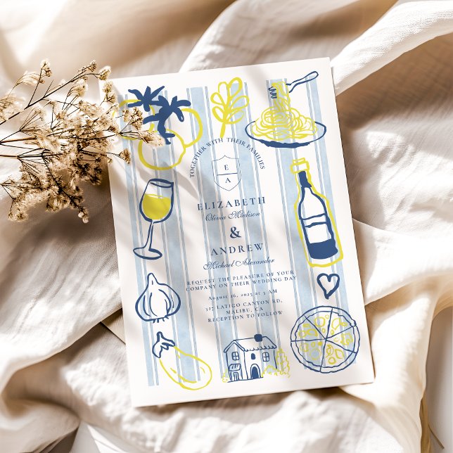 Invitación Tema Boda italiano dibujado a mano (Subido por el creador)