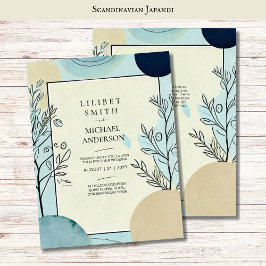 Invitación Tema Boda japonés escandinavo Aqua Blues