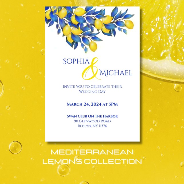 Invitación Tema Boda Mediterráneo-Lemones (Mediterranean Lemons Collection-Amalfi Italy, Citrus)