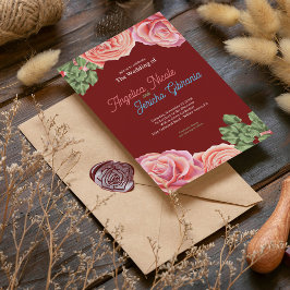 Invitación Tema Boda Rosa Rosa Rosa