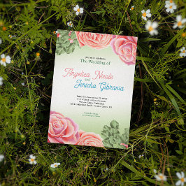 Invitación Tema Boda Rosa Rosa Rosa