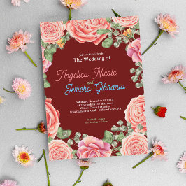 Invitación Tema Boda Rosa Rosa Rosa