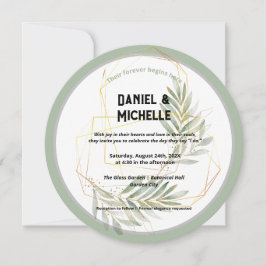 Invitación Tema botánico Boda de oro negro con arcos modernos