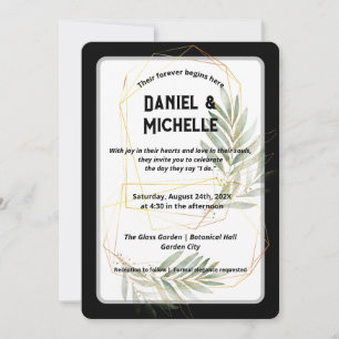 Invitación Tema botánico Boda de oro negro con arcos modernos