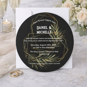 Invitación Tema botánico Boda de oro negro con arcos modernos