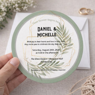 Invitación Tema botánico Boda de oro negro con arcos modernos
