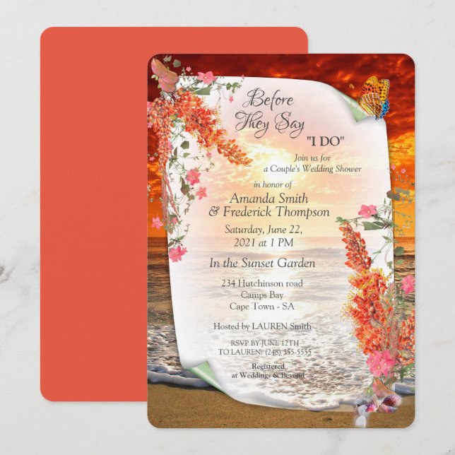 Invitación Tema botánico elegante de tono neutro de otoño (Anverso / Reverso)