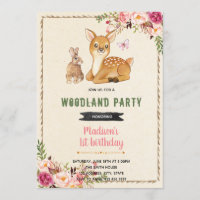 invitación tema conejo Bambi bosque ciervo