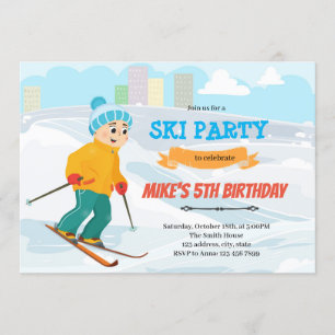 Invitación tema cumpleaños esquí niño