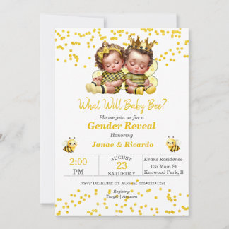 Invitación Tema de abeja bebé niño niña revelación de género 