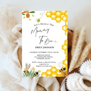 Invitación Tema de abejas Duchar a la mamá para que se duche