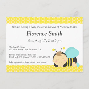Invitación Tema de Abejorro Adorable, Fiesta de Bebé Niño