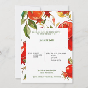Invitación Tema de acuarela de granadas Colores brillantes