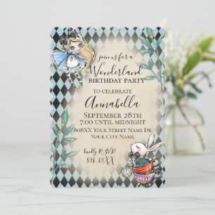 Invitación Tema de Alicia en el País de las Maravillas con Co