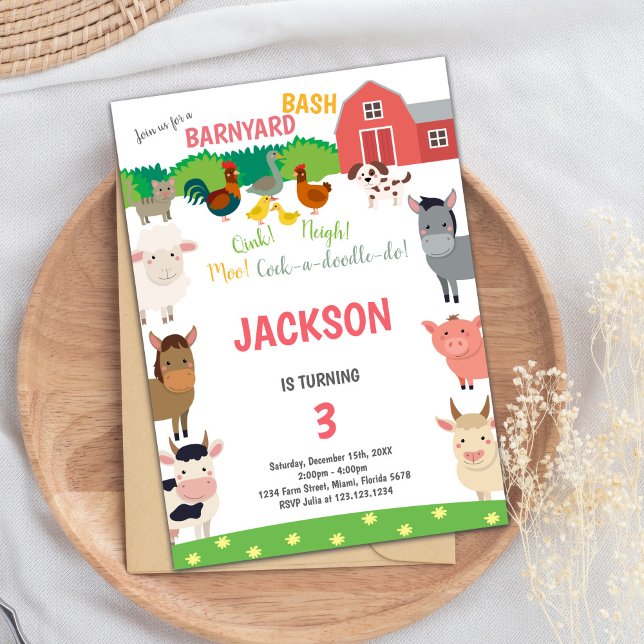 Invitación Tema de animales de granja (Barnyard birthday invitations)