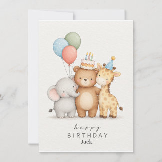 Invitación Tema de animalitos felíz cumpleaños