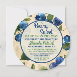 Invitación Tema de arándanos dulce para baby shower