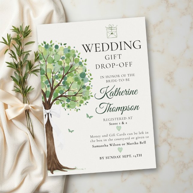 Invitación Tema de árbol de dinero Regalo comunitario Lluvia  (money tree wedding couple shower community gift drop off classy modern elegant)