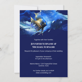 Invitación Tema de arrecife náutico boda de océano azul
