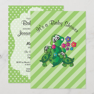 Invitación Tema de Baby Shower de la tortuga dulce