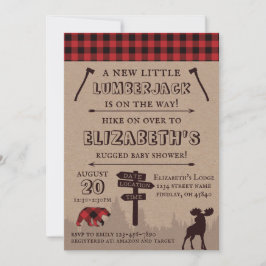 Invitación Tema de Baby Shower de Rustic Buffalo Plaid Lumber