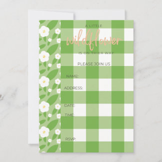 Invitación Tema de Baby Shower de Springtime Gingham y Blooms