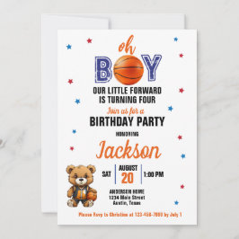 Invitación Tema de Baloncesto Oh Boy Cumpleaños de Cualquier