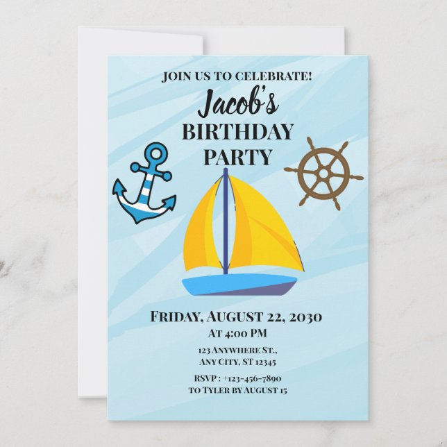 Invitación Tema de Barco (Anverso)