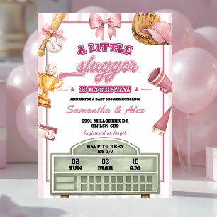 Invitación Tema de béisbol Baby Shower Little Slugger