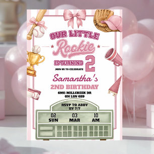 Invitación Tema de béisbol Cumpleaños de nuestra pequeña nova