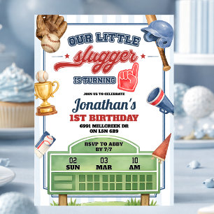 Invitación Tema de béisbol Cumpleaños de nuestro pequeño slug