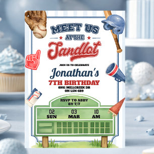 Invitación Tema de béisbol Nos vemos en el solar de cumpleaño