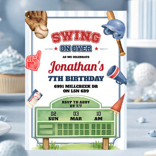 Invitación Tema de béisbol Swing On Over Cumpleaños