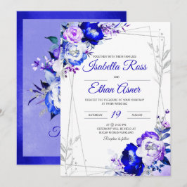 Invitación Tema de Boda Azul Real y Púrpura