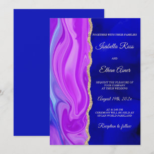 Invitación Tema de Boda Azul Real y Púrpura
