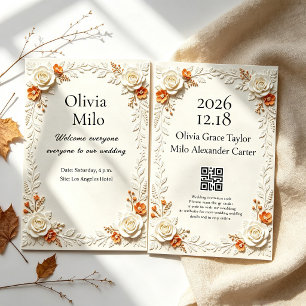 Invitación Tema de boda de flores de otoño