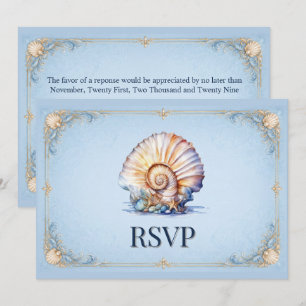 Invitación Tema de boda de lujo con concha de mar en la playa