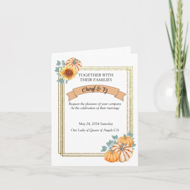 Invitación Tema de Boda de Otoño (Anverso)