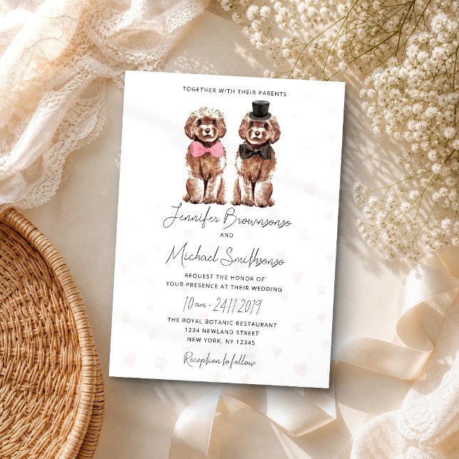 Invitación tema de boda de perro corazón pata Cockapoo (Subido por el creador)
