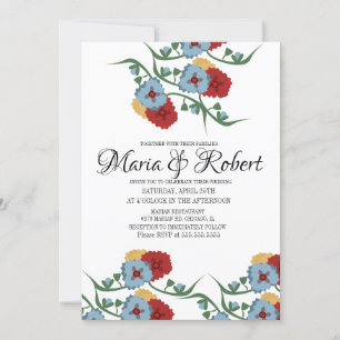 Invitación Tema de boda mexicana con verde follaje floral enr
