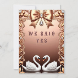 Invitación 🌸 Tema de Boda Rosa Oro de Cisnes Blancos 💖