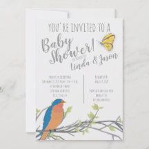 Tema de Bosque  Fiesta de Bebé con Pájaro Azul y F